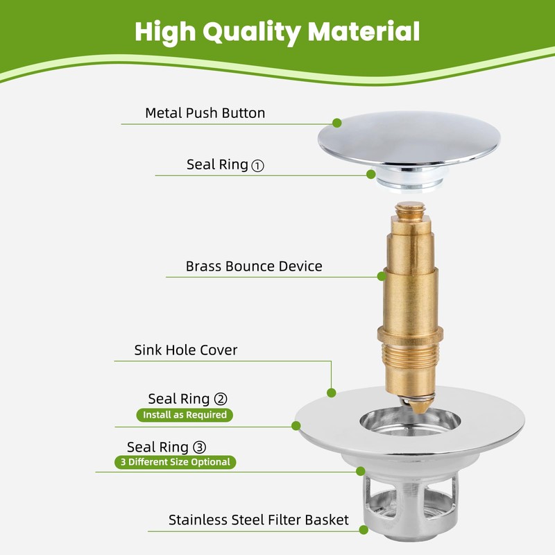 Universal Bathroom Sink Drain Strainer Hair Catcher Upgraded with Removable