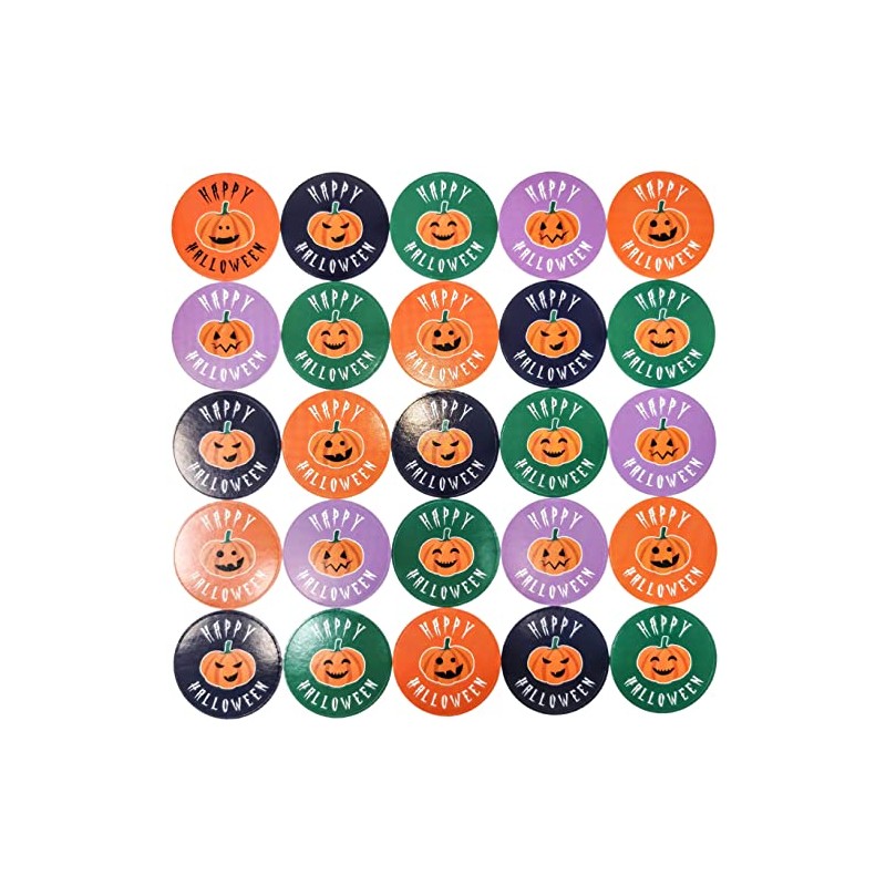 200x Halloween Stickers - 4cm Round (Happy Halloween Pumpkin) (1)