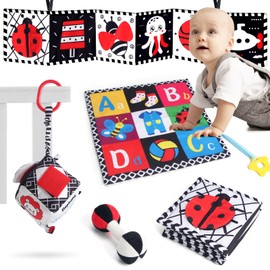 Joyfia Baby Toys 0-3 Months 4Pack, Black and White High Contrast Newborn Toys, Sensory Soft Book for Early Education, Infant Tummy Time Montessori Toys for 3 6 9 Months Girls Boys Developmental Gifts