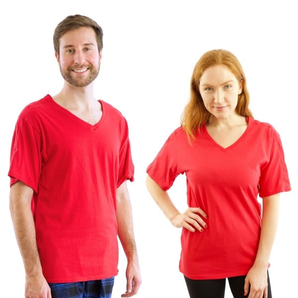 Camisa posoperatoria con discreto acceso a presión lateral izquierdo y derecho, Rojo, X-Large