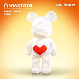 Bear Building Block,Winktoys building block, Bear Toys,Birthday Gift,Festival gift,building sets,Educational Building Blocks,Trend Decoration,Cool:_White Bear with Red Heart
