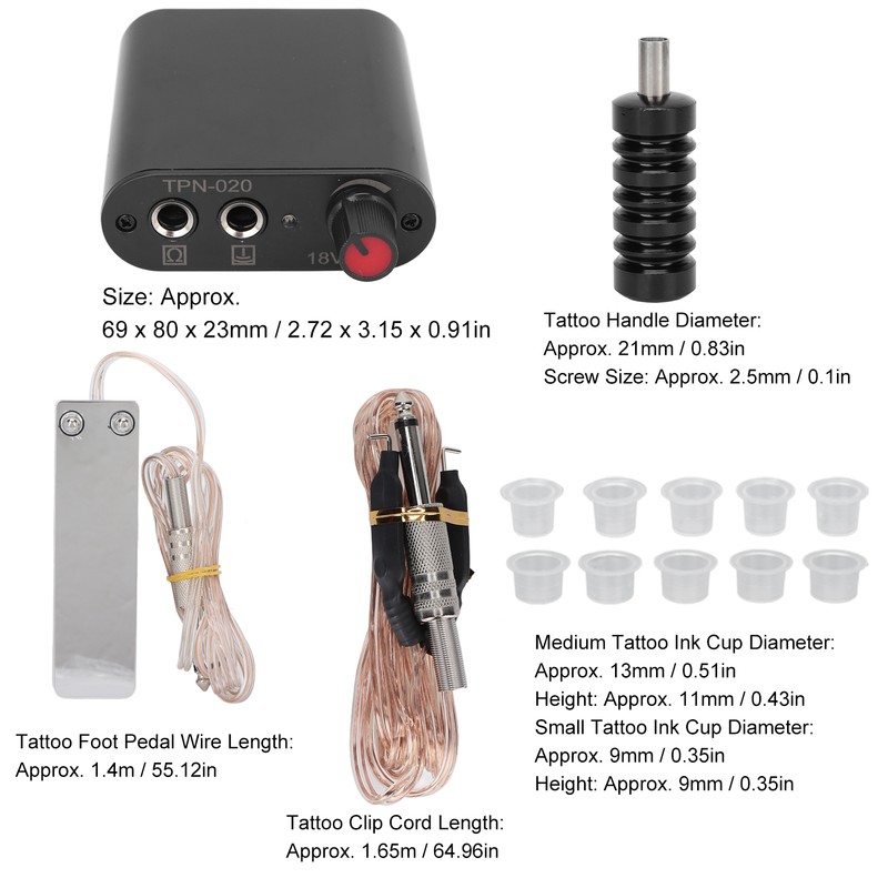 Professional Tattoo Machine Kit Tattoo Power Supply 10 Wraps Complete