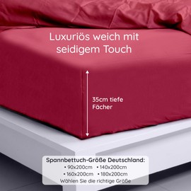 Bambaw Fitted Sheet 90 x 200 cm Bamboo, 35 cm Base Height, Hypoallergenic Bed Linen, Soft & Cuddly Bed Sheet, Sustainable Fitted Sheet, Breathable, Fitted Sheets 90 x 200 cm Bamboo (Burgundy)