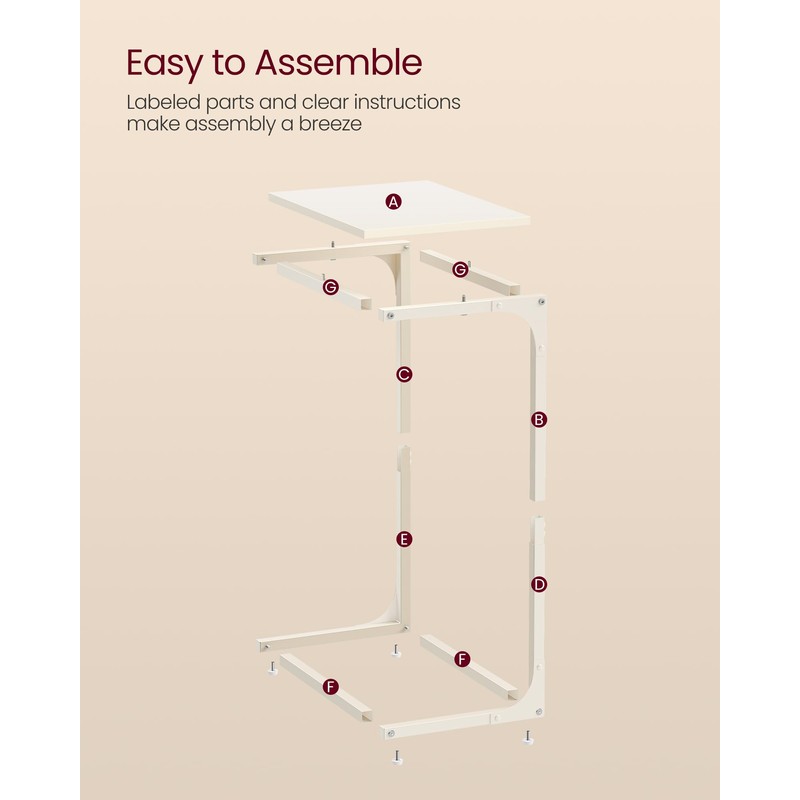 VASAGLE C-Shaped End Table, Side Table for Sofa, Couch Table