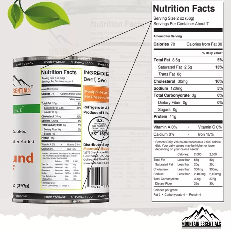 Mountain Essentials (1 Can) MOUNTAIN ESSENTIALS Fully Cooked Ready-to-Eat Ground