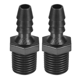 YOKIVE Barb Hose Fitting, Plastic Straight Barbed Air Pipe Connectors Adapters, Great for Transporting Water (Black, 1/4" Barb x 1/4" NPT Male)