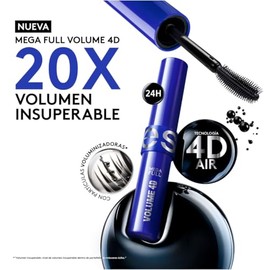 ésika – Mega Full Volume Máscara de Pestañas 8 g, Volumen Extremo con 24H de Duración, con Aceite de Ricino y Chía, Más de 500 Cerdas, Sin Peso, Sin G