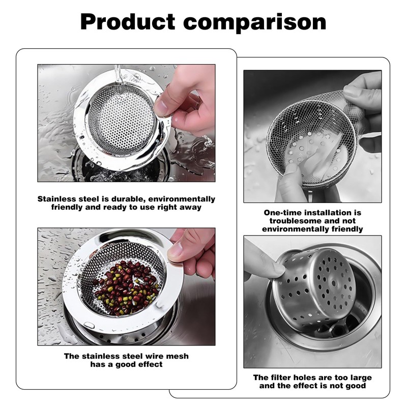 4PCS kitchen sink strainer, sink drain strainer, stainless steel sink