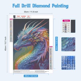 NAIMOER Dragon Diamond Painting Kits for Adults Children, 5D Diamond Painting Dragon Pictures Adults, Diamond Painting Animals Pictures Children Painting Set for Home Decor 30 x 40 cm
