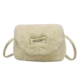 ANKOMINA Little Girls Furry Mini Purse Fashion Faux Fur Fuzzy Crossbody Handbag Shoulder Wallet Bag for Kids Toddlers