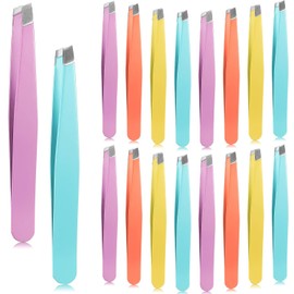 16 pinzas de precisión, pinzas de cejas para hombres y mujeres, juego de pinzas inclinadas de acero inoxidable, kit de pinzas para cejas, cabello encarnado, pelo facial, extensión de puntos negros y pestañas