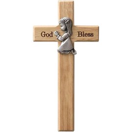 Praying Little Boy Wood Cross Wooden Blessing Cross Christmas Decoration Crafts Gifts for Newborns or Children