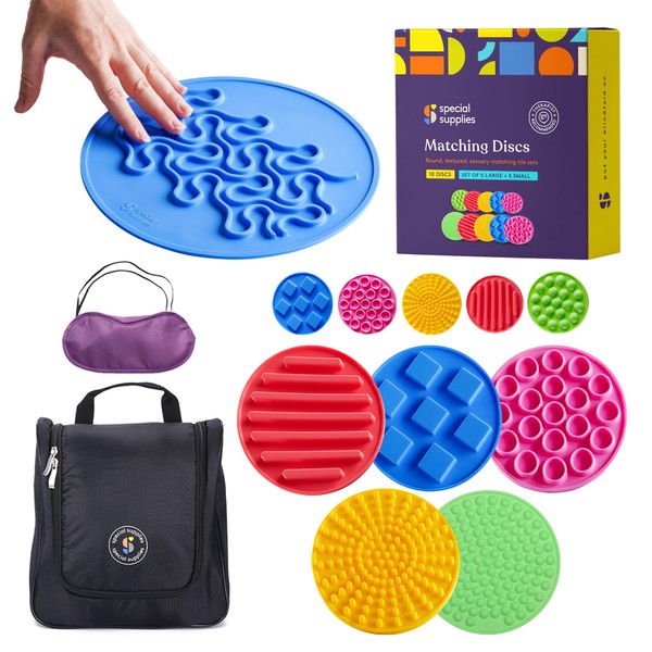 Special Supplies Matching Game Sensory Discs, 5 Sets, Tactile Stimulation for Kids, Supports Autistic and Processing Challenges, Calming and Stimulating Early Learning Play, Eye Mask Included
