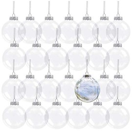 Kingrol 32 Pack 3.15 Inch Clear Plastic Fillable Ornament Balls, for DIY Craft Projects, Christmas, Wedding, Party, Home Decor