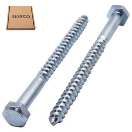 SKIR'CO (Pack of 50) DIN 571 Hexagon Wood Screws Galvanised Steel M6 x 80 mm Screws Hex Key Screws