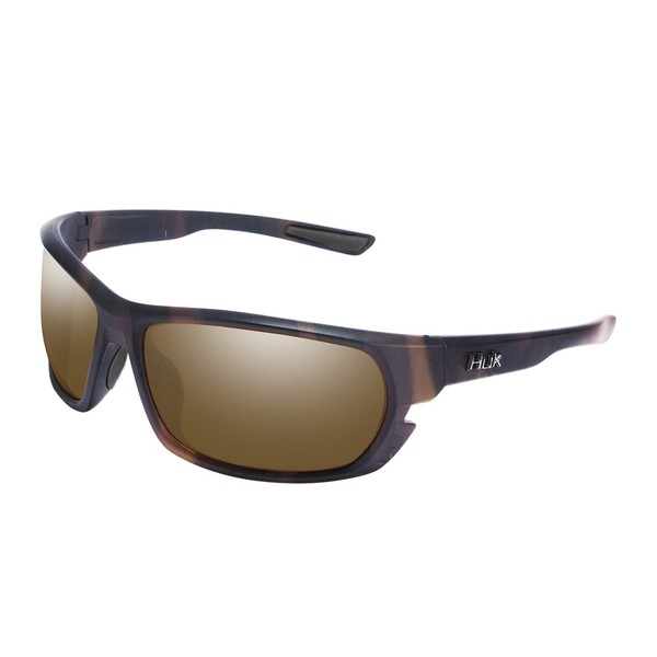 HUK, Polarized Lens Eyewear with Performance Frames, Fishing, Sports & Outdoors Sunglasses Panto, (Challenge) Brown/Tort, Medium