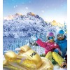 POZA Inflatable Gold Snowmobile Sled with Gold Snowflake Confetti –