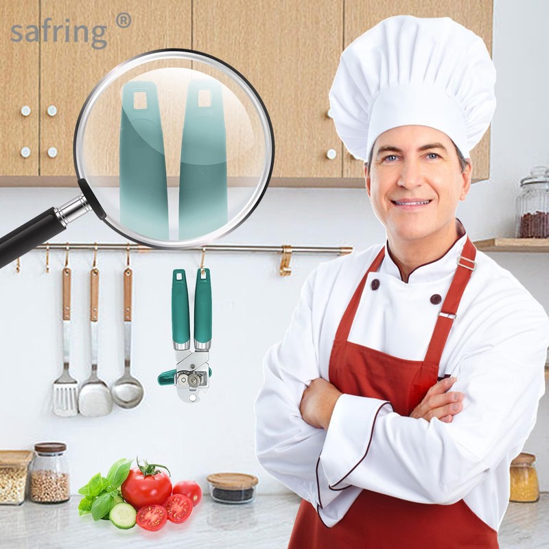 Safring Can Opener Manual, Handheld Strong Heavy Duty Stainless Steel