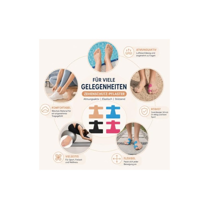 Neujus Hallux Valgus Kinesiotape - 24 Precut Elastic Sports Tape