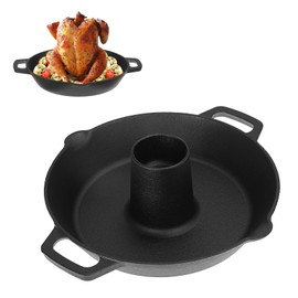 OGANAZI Cast Iron Chicken Roaster, Heavy-Duty Beer Can Chicken Holder with Roasting Pan, Pre-Seasoned Poultry Roaster Stand, Cast Iron Skillet Turkey Holder, Turkey Fryer & BBQ Grilling Accessories