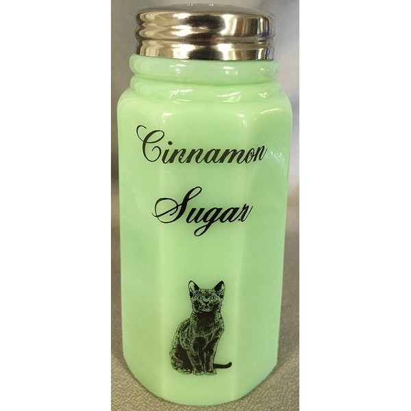 Rosso Glass Cinnamon Sugar Shaker - Paneled - Mosser - American Made (Jade w/Black Cat)