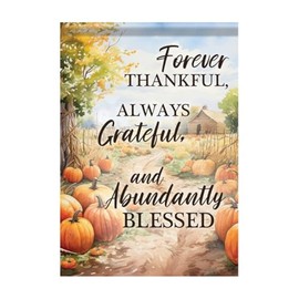 The Bridge Collection "Thankful, Grateful, Blessed" Pumpkin Patch Garden Flag - 12.5" x 18" - Fall Harvest Thanksgiving Outdoor Decor