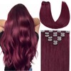 Befana Burgundy Clip in Hair Extensions,12inch 7Pcs 70g #99J Dark