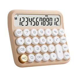 Desktop Calculator Mechanical Switch Calculator Anti-slip 12 Digits Large LCD Display Large Button Home Milk Tea Color