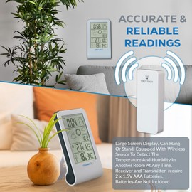 Climetrix Indoor Outdoor Thermometer Wireless, Digital Remote Temperature Monitor Hygrometer for Temperature and Humidity Sensor Indoor Outdoor Temperature Gauge for Home and Garden