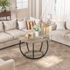 GreenForest Round Coffee Table with 2-Tier Open Storage, 27.6 inch