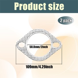 Kutyun 2PCS Car Exhaust Gasket, Ultra Seal 2-Bolt 2-Inch Exhaust Flange Gasket Standard Exhaust Gaskets, High Temp Exhaust Flange Gaskets Car Accessories