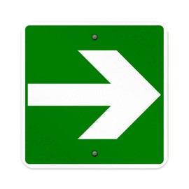 Aluminum Square Metal Sign Multiple Sizes Right Arrow (Pointing to The Exit) Emergency Exit Green All Over Weatherproof Street 12x12Inches