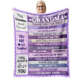 AICLIV to My Grandma Blanket 60"X 50", Best Gifts for Grandma from Granddaughter Grandson, Christmas Mothers Day for Grandmother