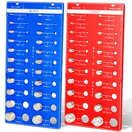 Clonivent Nut and Bolt Thread Checker Standard and Metric, 44 Bolt and Nut Identifier Gauge Wall-Mountable Bolt Size and Thread Gauge with 22 Metric and 22 Standard, Bolt Identifier Board