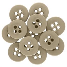 ButtonMode Suspender Brace Pant Buttons Set - 12 Khaki Beige Buttons, 17mm (5/8 Inch)