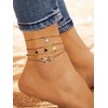 Anklets for Women Gold Ankle Bracelets Set Layered Rhinestone Beaded