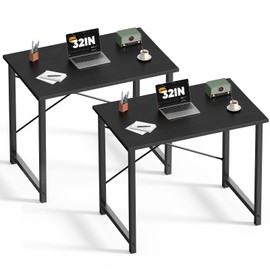DUMOS 32 in Small Computer Desk for Home Office, Modern Study Work Table Simple Style for Bedroom, Writing Desks with X-Shaped Reinforcement, 2 Pack, Black