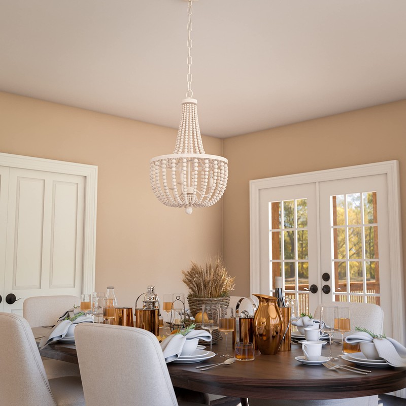 Kenroy Home 93131WW Dumas Chandeliers, Medium, White with Weathered White