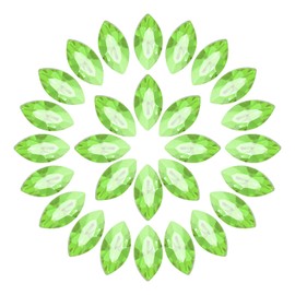 sourcing map 50Pcs Horse Eye Shape Rhinestones, 6 x 12 mm Point Back Rhinestone Beads for Jewelry Making Crafts Costume Crystal Embellishments, Green Yellow