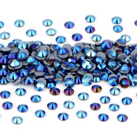 NCB 2880pcs Iron on Crystal Rhinestones Round Gems for Crafts Decoration DIY Jewelry Making (Black AB, SS16 3.8mm)