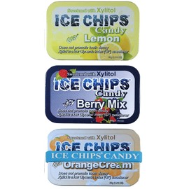 ICE CHIPS Xylitol Candy 6 Tins (Fruity Pack); Low Carb, Gluten Free - includes ICE CHIPS BAND as shown