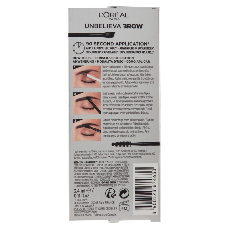 L'Oreal Paris Unbelieva Brow Gel 109 Ebony