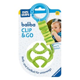 Ravensburger 4592 baliba Clip & Go - Flexibler Ball mit Befestigung für Greif- und Beißspaß unterwegs - Baby Spielzeug ab 0 Monaten - grün