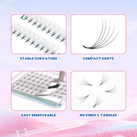 FADVAN Pre-Fanned 5D Prefabricated Russian Eyelash Extension Volume Bouquet 0.07D Curl 8-14mm Mix Short Handle Natural Volume Eyelashes