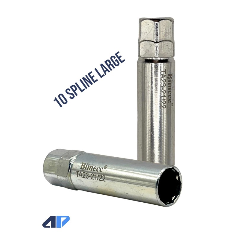 Bimecc 10-Spline Lug Nut Tool Key Adapter Socket, Truck Duplex