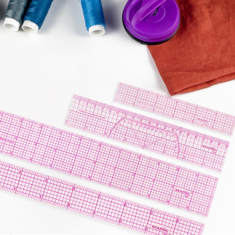 KEARING Clear Sewing Graph Fashion Design Ruler, Sandwich Line, 2