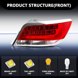Aosky LED Taillights Assembly Compatible with Fit for 2010-2013 Buick Lacrosse & Allure Outer Rear Taillight OE Direct Replacement Brake Tail Lamp RH (Right Passenger Side) Bulbs Included