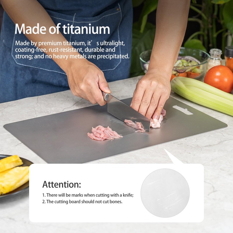 iBasingo Ti5001P Lightweight Titanium Chopping Board for Kitchen Outdoor Camping