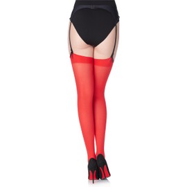 Merry Style Hold-Up Stockings for Women Microfibre Plain Hold-Up Stockings Ladies MS 799 40 DEN, red