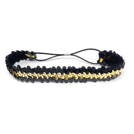 Gold & Black Womens Sequin Polyester Fancy Dress Headband 38 x 3cm